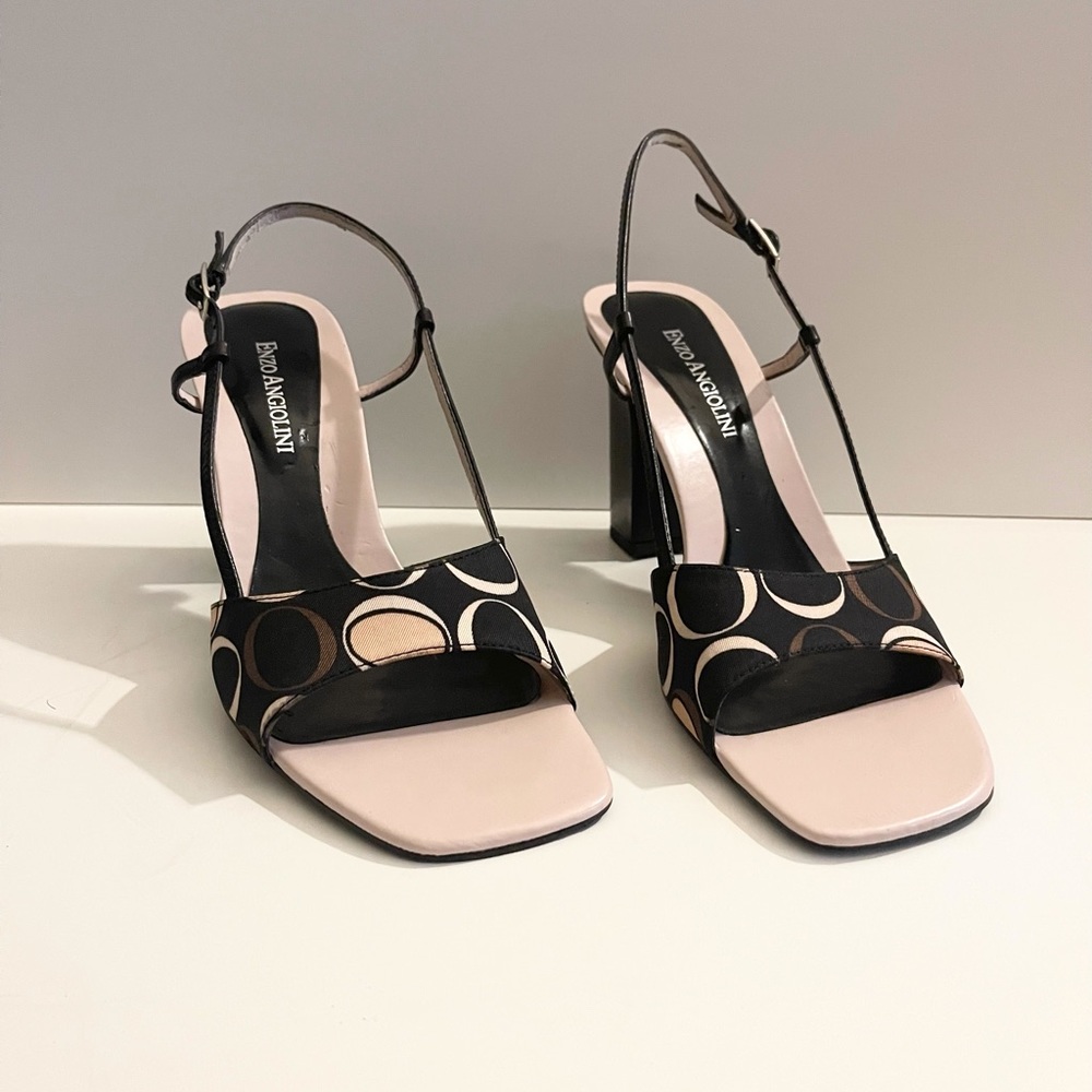 Enzo Angiolini Eamallory Black Fabric With Brow, Tan and Peach Accents